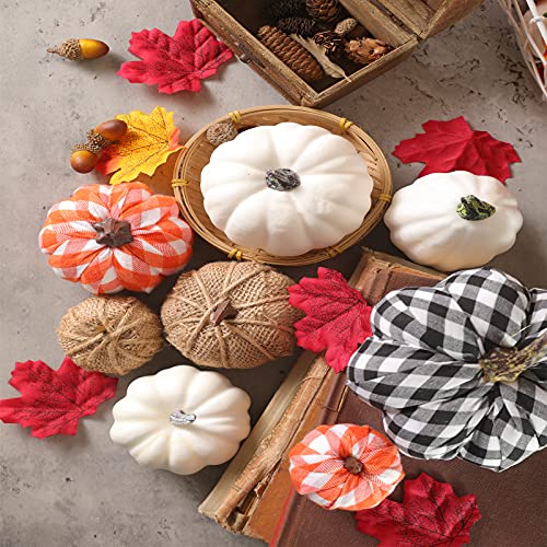 16-Piece Artificial Pumpkin Set, Assorted Faux Foam Pumpkins for Fall Decor
