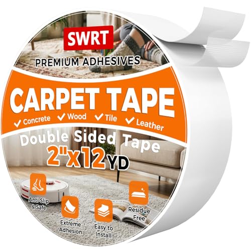 Double Sided Carpet Tape for Area Rugs - Heavy Duty & Floor Safe, 2-Inch
