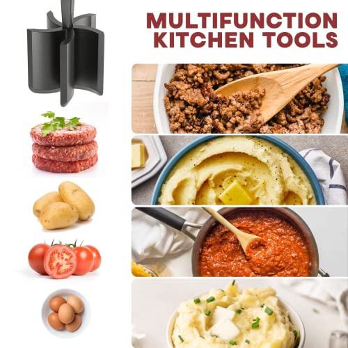 Ground Meat Chopper & Smasher Utensil - Heat-Resistant 5-Blade Nylon Masher