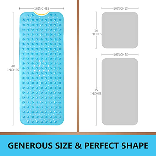 Extra Long Non-Slip Baby Bath Mat, 40 x 16 Inch Shower Mat with 200 Suction Cups