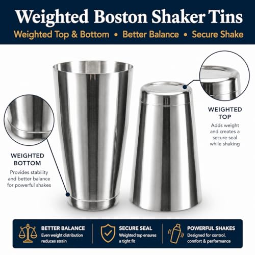 Semderm Boston Shaker Set with Bamboo Stand - Professional Cocktail Bar Kit