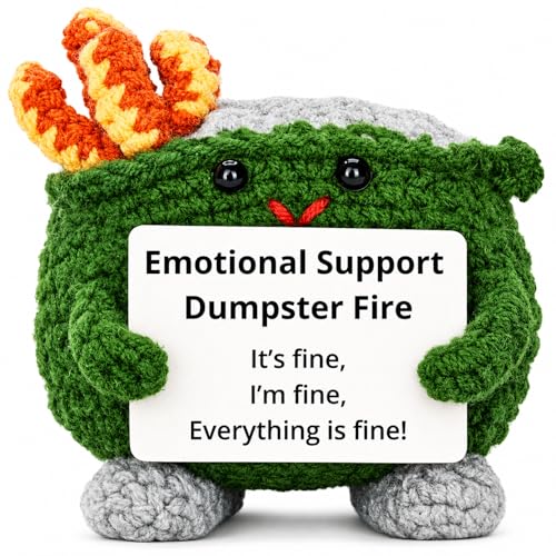 Emotional Support Dumpster Fire Crochet Plush Desk Decor Gag Gift