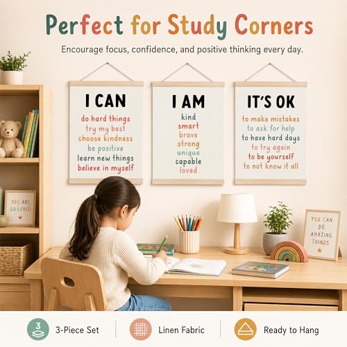 Inspirational Classroom Wall Art Poster Set 12x16 Inch Positive Affirmations
