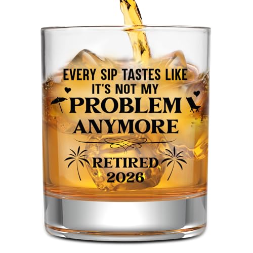 Retirement Whiskey Glass for Men - Funny Farewell Gift for Coworkers