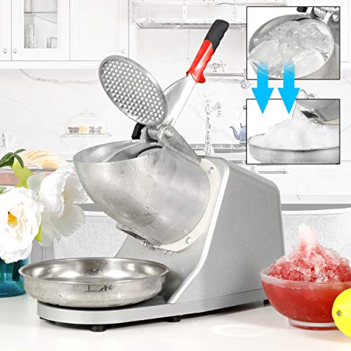 Saicool Silver Electric Ice Shaver Machine 300W 2000RPM Snow Cone Maker