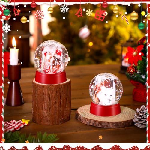 Wettarn 48 Pcs Christmas Photo Snow Globes DIY Craft Kit in Red
