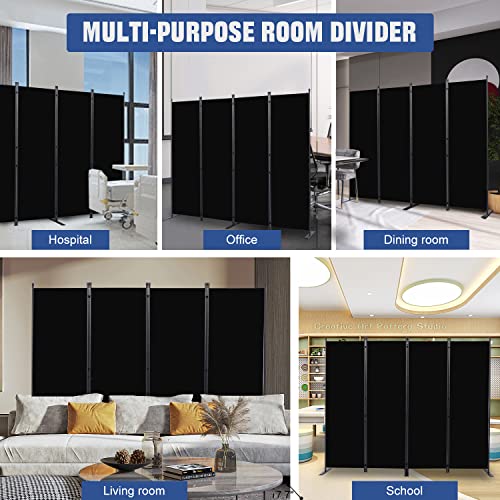 4-Panel Folding Room Divider Screen - 6ft Tall Fabric Privacy Partition