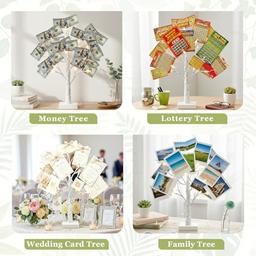 Lighted Birch Tree Gift Card Holder - 2ft Tabletop Money Display Tree