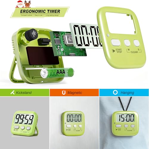2-Pack Digital Timers with Mute Mode & Magnet for Kitchen & Classroom