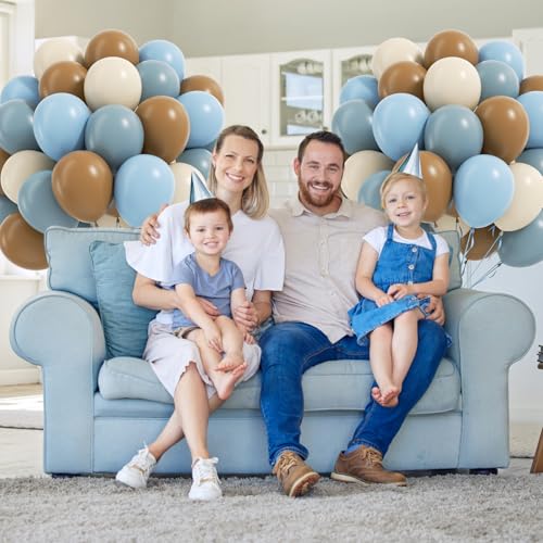 60pcs Blue and Brown Balloon Garland Kit for Baby Shower and Birthday