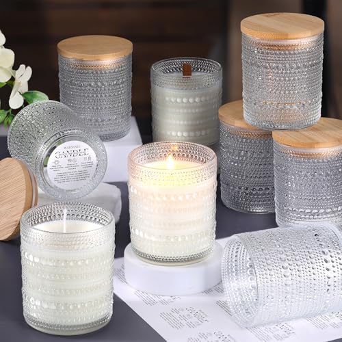 12-Pack 10 oz Thick Glass Candle Jars with Airtight Lids