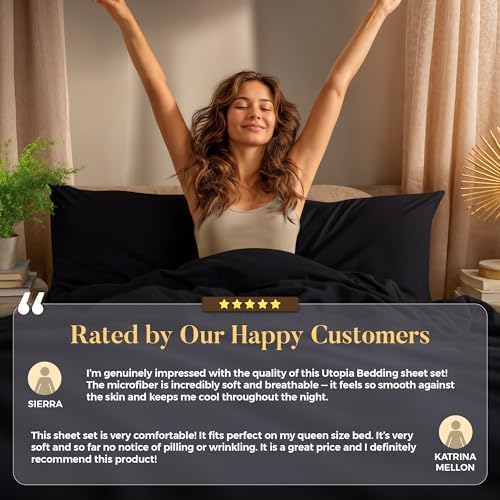 Utopia Bedding Twin XL Sheet Set - Soft Microfiber 3-Piece Bed Sheets | Oeko-Tex Certified (Black)