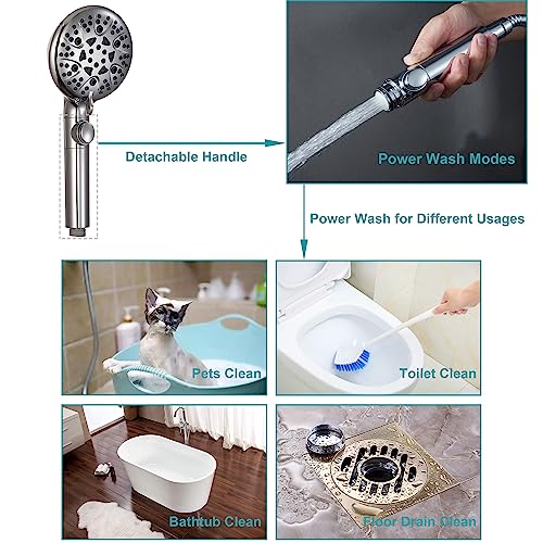 8-Mode Handheld Shower Head with 79-Inch Hose and Low-Reach Wall Mount
