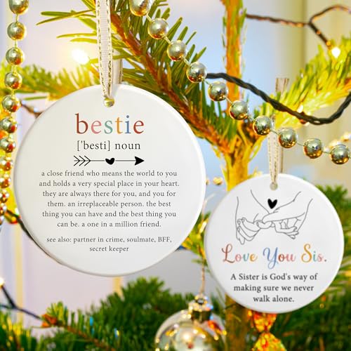 Bestie Friendship Christmas Ornament - Personalized Best Friend Gift for Women - Holiday Keepsake