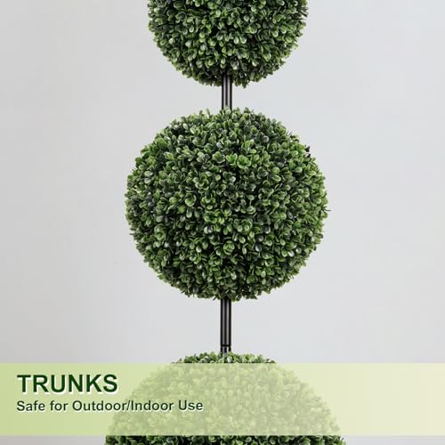 3ft UV-Resistant Artificial Triple Ball Boxwood Topiary Trees, Set of 2