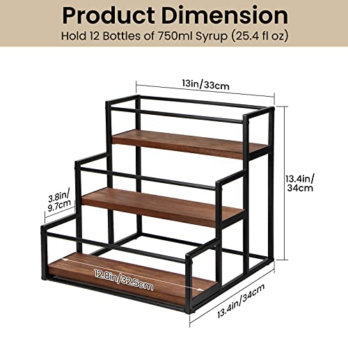 3-Tier Coffee Syrup Organizer Rack for 12 Bottles - Countertop Stand