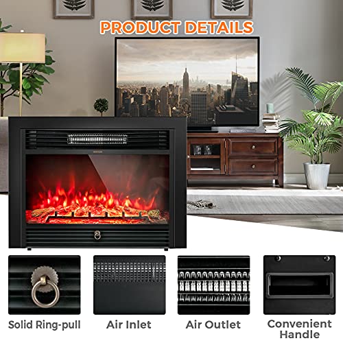 28.5-Inch Electric Fireplace Insert Wall Recessed Freestanding Heater