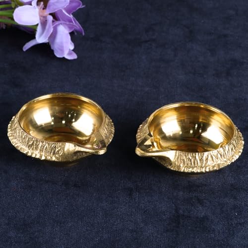 Set of 2 Pure Brass Kuber Diya for Diwali Decoration