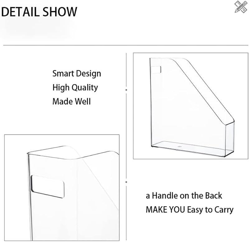 Clear Plastic Magazine Holder, Vertical Desk File Organizer, 2-Pack