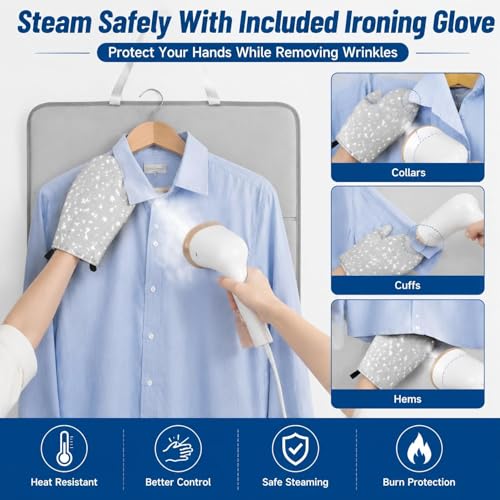 Portable Garment Steamer Board with Glove and Travel Bag for Clothes Wrinkle Removal