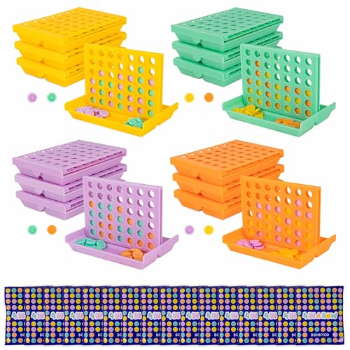 4 in a Row Mini Board Games for Kids - 16 Pack Party Favors & Classroom Prizes