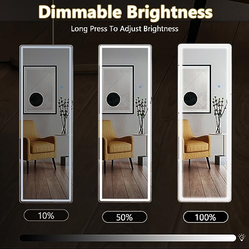LED Full Length Floor Mirror 65"x21" Lighted Standing Full Body Mirror