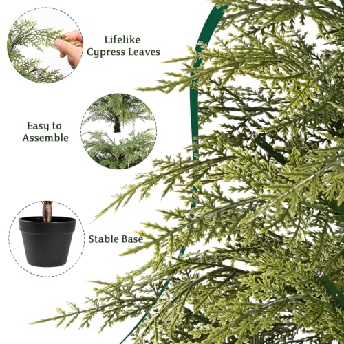 Waipfaru 4FT 2-Pcs Dark Green Cypress Artificial Christmas Trees in Woven Baskets - Outdoor/Indoor