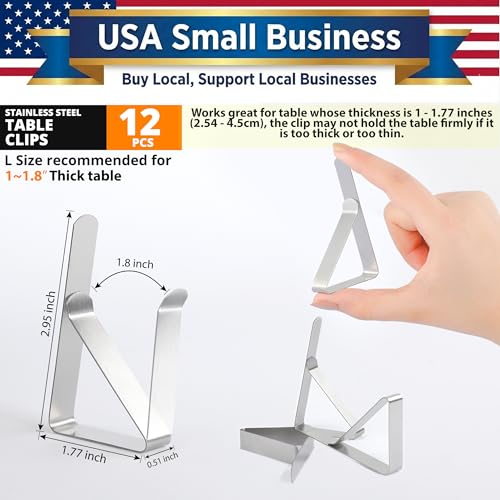 Stainless Steel Tablecloth Clips - 12 Pack Rust-Proof Table Cover Holders