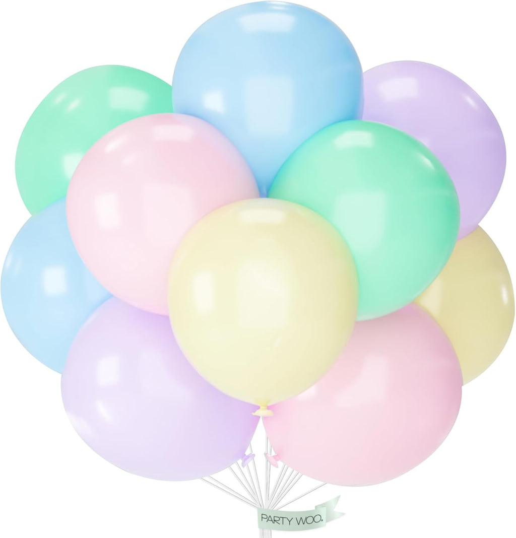 PartyWoo Pastel Balloons - 20pcs 18 Inch Rainbow Latex Balloons for Baby Showers & Celebrations