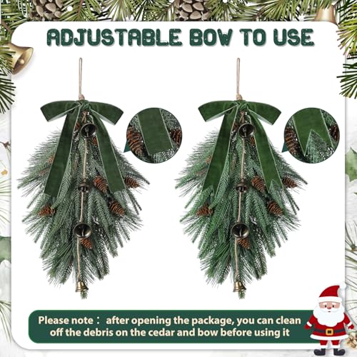 2-Pack 24-Inch Christmas Teardrop Swag, Artificial Norfolk Pine Door Decor