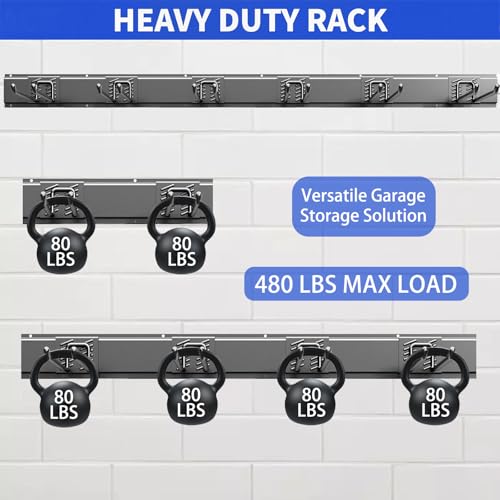 48-Inch Heavy Duty Garage Tool Organizer Wall Mount Steel Rack