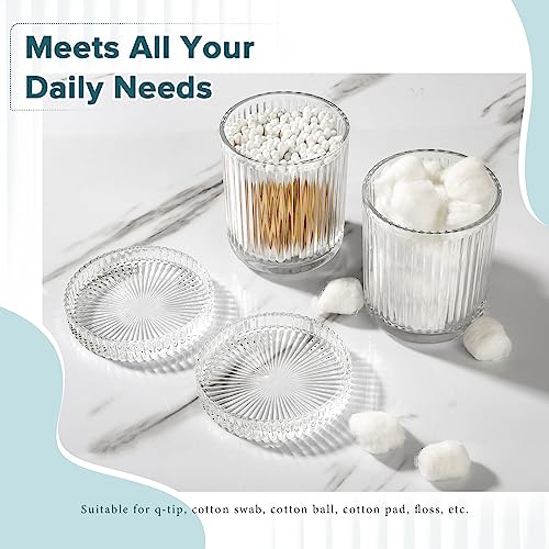 4-Piece Ribbed Glass Bathroom Accessory Set - Soap Dispenser & Holder Kit