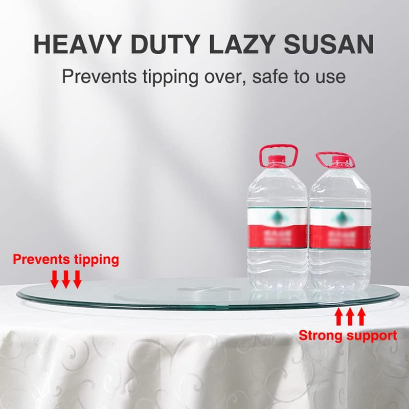 20" Glass Lazy Susan Turntable for Dining Table Large Tabletop Centerpiece Kitchen Rotating Tray Clear Serving Plate Round