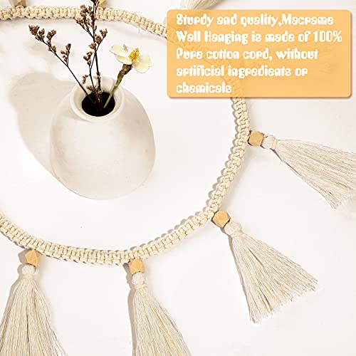 4-Piece Boho Macrame Tassel Garland, 47-Inch Cotton Fringe Wall Hanging