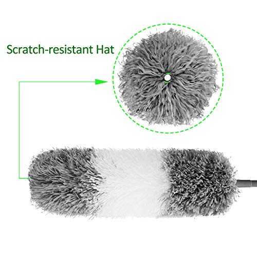 Microfiber Feather Duster with 100-Inch Extendable Pole & Bendable Head