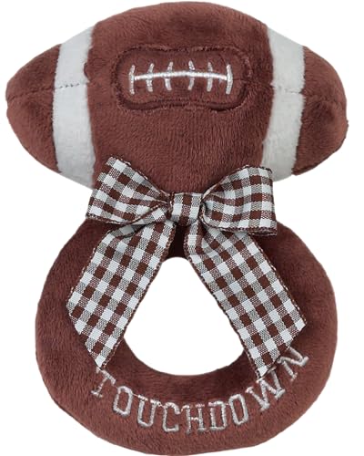 Plush Baby Football Soft Ring Rattle - 5.5 Inch Newborn Sensory Toy