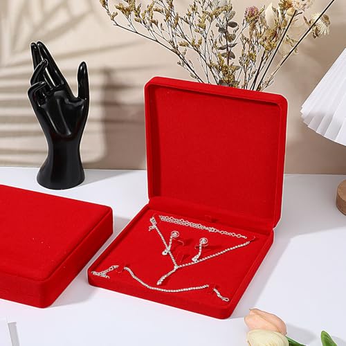 5-Piece Velvet Jewelry Gift Box Set - Wine Red Jewelry Display Case