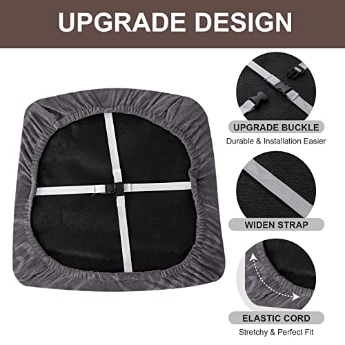 Waterproof Dining Chair Covers, 4 Pack - Stretch Slipcovers, Dark Gray Floral