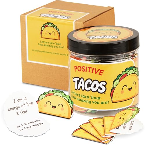 Positive Taco Affirmation Cards Jar – Fun Motivational Gift for Women, Men, Teens