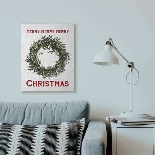 Merry Christmas Wreath Canvas Wall Art - 24 x 30 inches, Holiday Decor