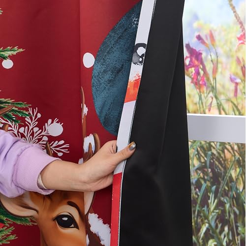 Christmas Snowman Blackout Curtains 52x108 in – Red/White Set of 2 (Pnylzzyxh)