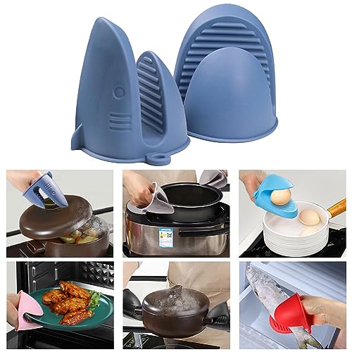 Heat-Resistant Silicone Mini Oven Mitts for Baking and Air Fryers - Blue