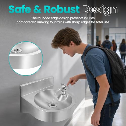 Wall-Mounted Stainless Steel Commercial Drinking Fountain, Hydration Station