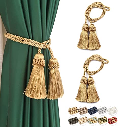 Handmade Tassel Curtain Tiebacks - Adjustable Woven Rope Holdbacks