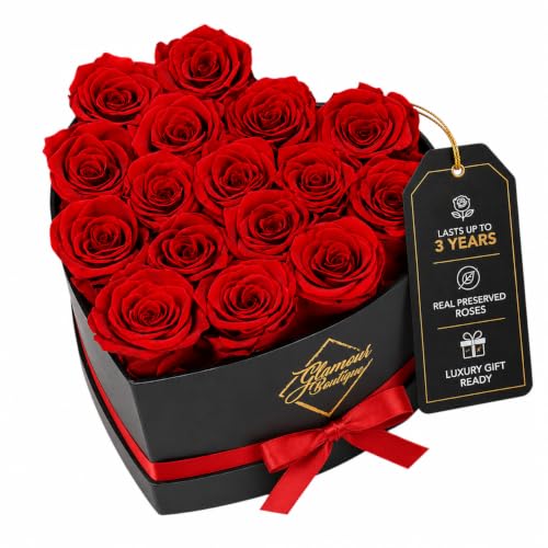 Preserved Red Roses in Heart Gift Box - Real Forever Flower Gift Set