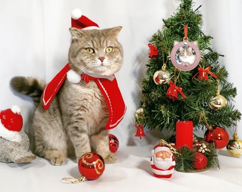 Pink Cat Shape Christmas Photo Frame Ornament Personalised Pet Keepsake