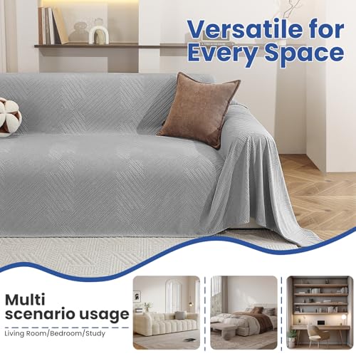 Pet-Friendly Couch Cover for Dogs, Lightweight Loveseat Slipcover - Light Grey, 78"x102"