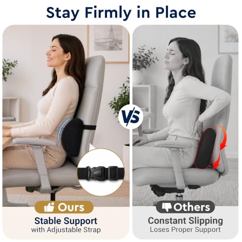 Lumbar Support Pillow for Office & Car Seats - Memory Foam Cushion