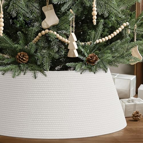 Degeyoyo White Large Christmas Tree Collar for 6-9ft Trees, Adjustable 20-28in