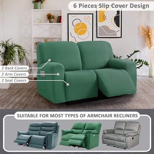 Jacquard Reclining Loveseat Slipcover - 6-Piece, Washable (48" - 65")